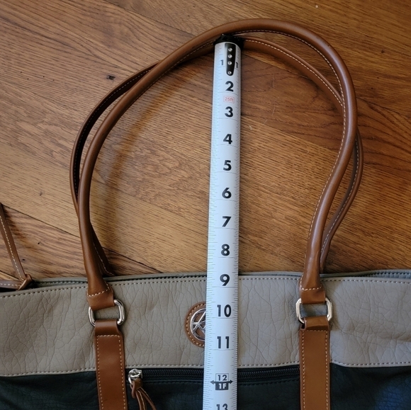 Kim Rogers Purse Shoulder Bag Tote Two Tone Color Block Black Tan Brown - Picture 13 of 16